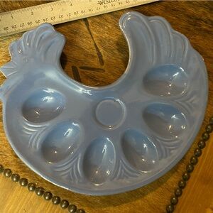 Vintage Blue Ceramic Egg Plate Made in Italy